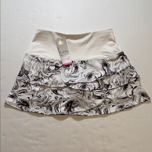 NWT Lucky in Love marble/abstract print layered tennis skort